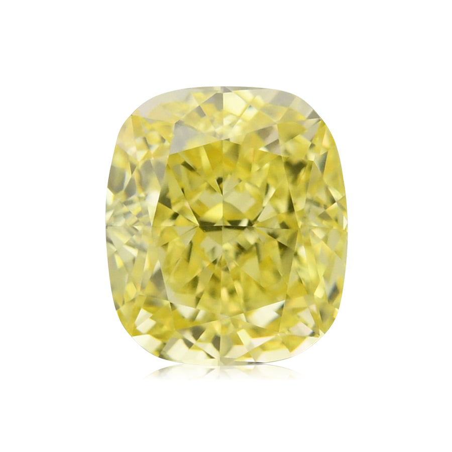 0.68 Carat Fancy Intense Yellow Cushion Diamond VVS2 GIA