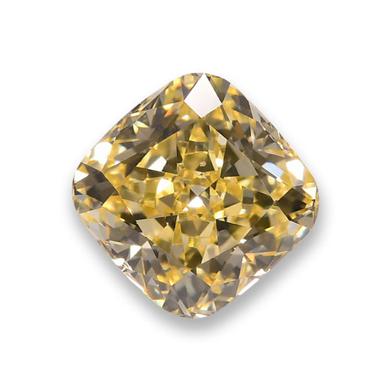 0.60 Carat Fancy Intense Yellow Cushion Diamond VVS2 GIA