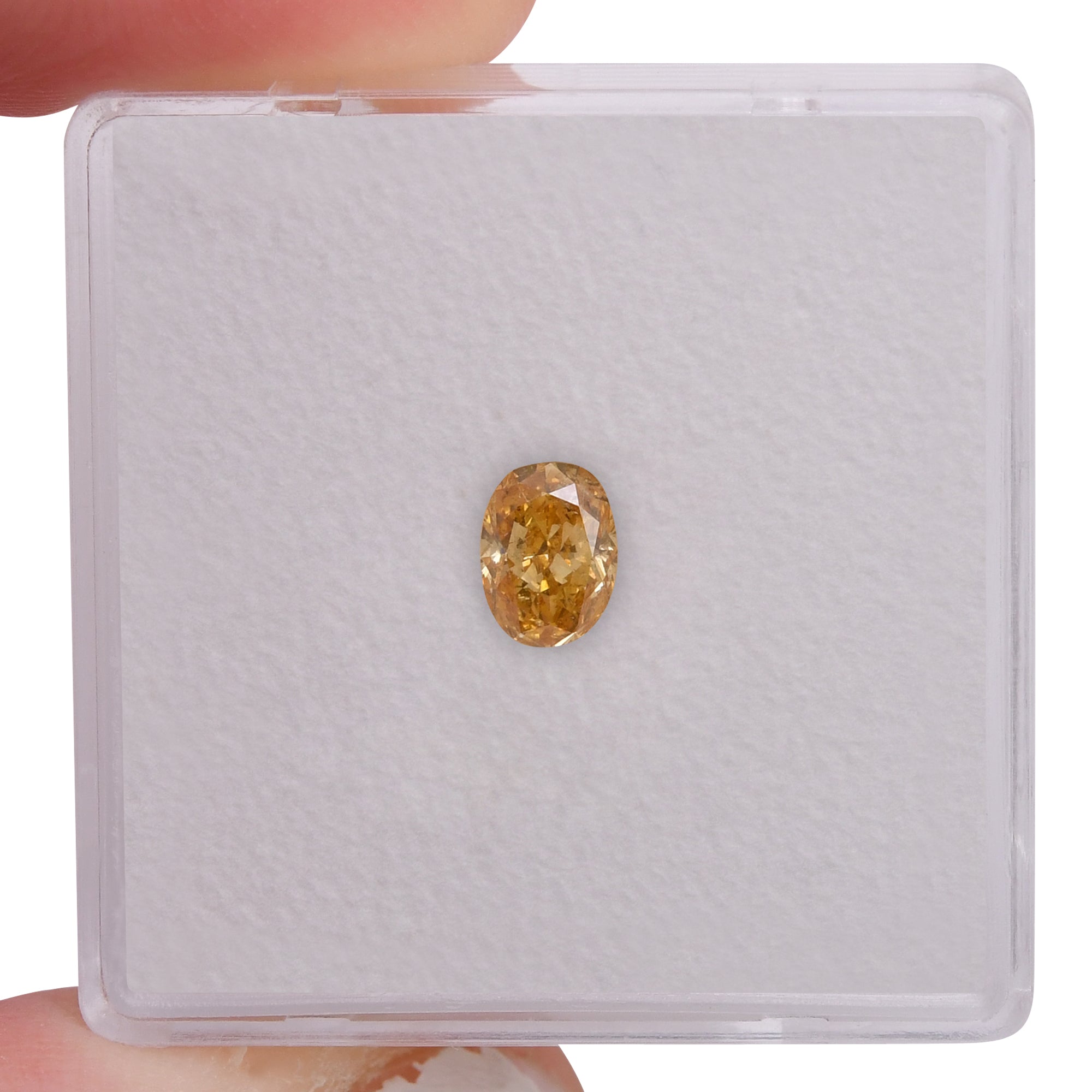 0.40 Carat Fancy Intense Orange Yellow Oval Diamond I1 GIA | LEIBISH