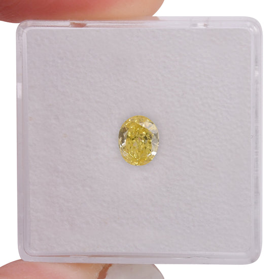 0.46 Carat Fancy Intense Yellow Oval Diamond VS2 GIA