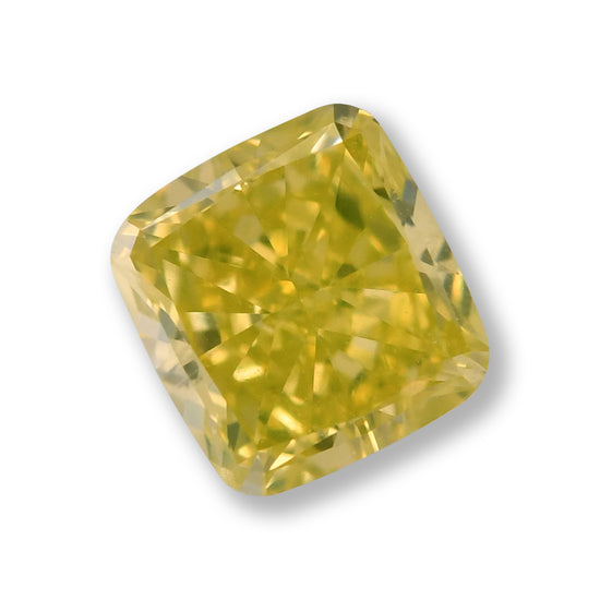 0.34 Carat Fancy Vivid Yellow Cushion Diamond VVS1 GIA