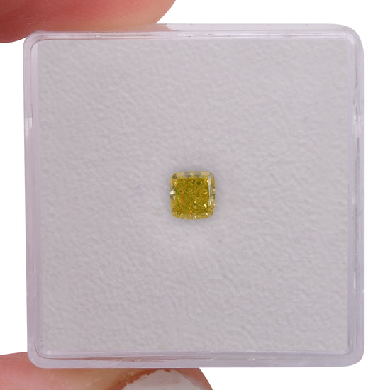 0.34 Carat Fancy Vivid Yellow Cushion Diamond VVS1 GIA
