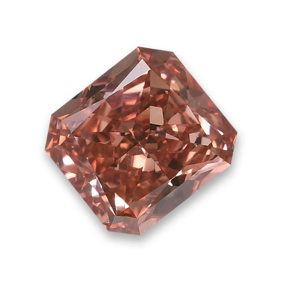 0.61 Carat Fancy Deep Orangy Pink Radiant Diamond SI1 GIA