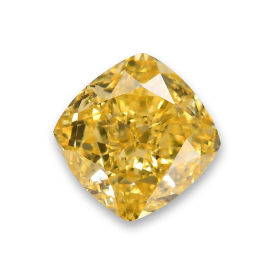 0.54 Carat Fancy Intense Yellow Cushion Diamond VS1 GIA
