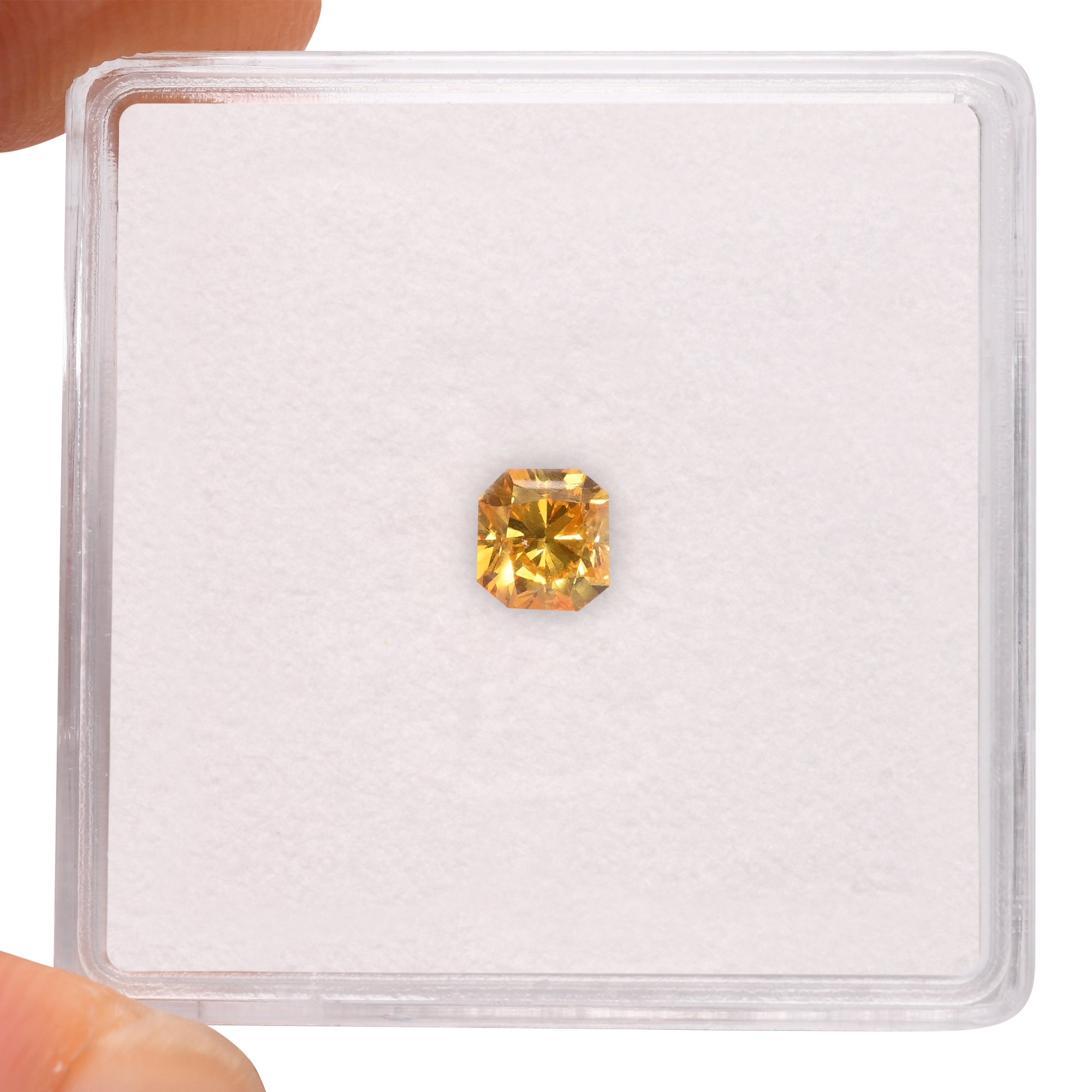 0.34 Carat Fancy Vivid Orangy Yellow Radiant Diamond SI1 GIA | LEIBISH