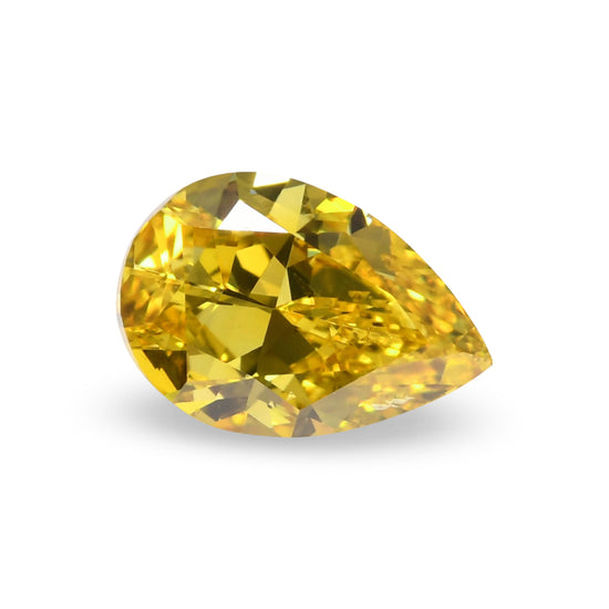 0.50 Carat Fancy Vivid Yellow Pear Diamond SI2 GIA