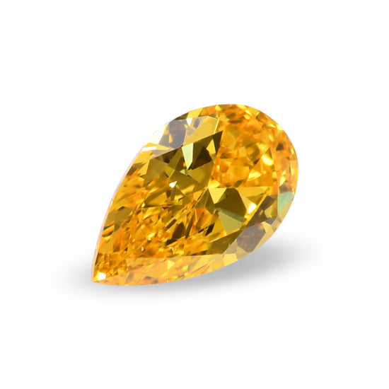 0.31 Carat Fancy Vivid Orangy Yellow Pear Diamond VS1 GIA