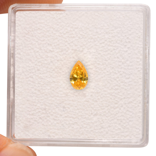 0.31 Carat Fancy Vivid Orangy Yellow Pear Diamond VS1 GIA