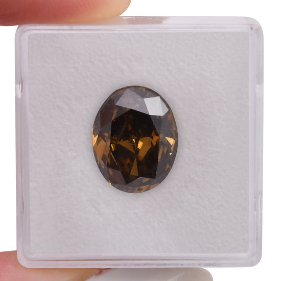 4.67 Carat Fancy Dark Yellow Brown Oval Diamond I1 GIA