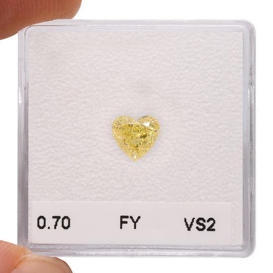 0.70 Carat Fancy Yellow Heart Diamond VS2 GIA