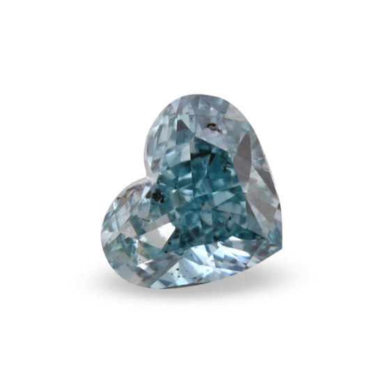 0.38 Carat Fancy Deep Blue Green HEART Diamond SI2 GIA