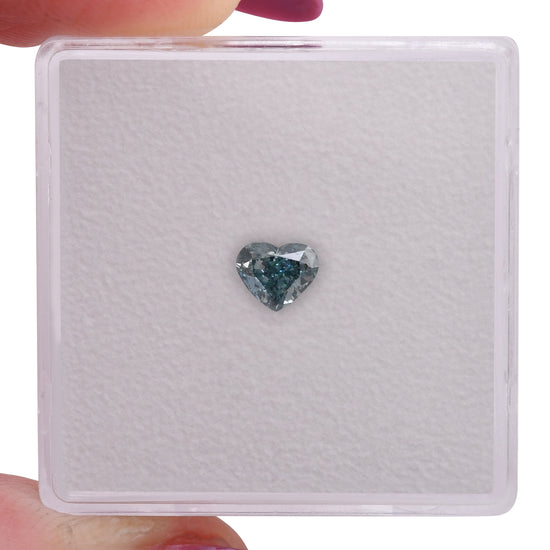 0.38 Carat Fancy Deep Blue Green HEART Diamond SI2 GIA