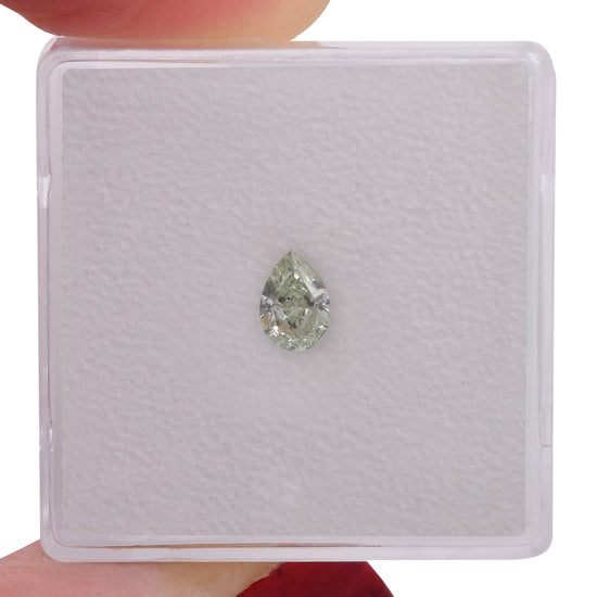 0.40 Carat Fancy Light Yellowish Green Pear Diamond VVS2 GIA