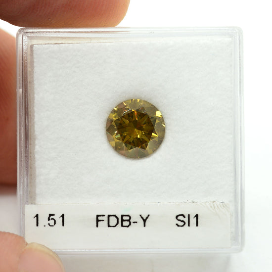 1.51 Carat Fancy Deep Brownish Yellow Round Diamond SI1 GIA