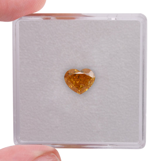 1.00 Carat Fancy Vivid Yellowish Orange HEART Diamond SI1 GIA