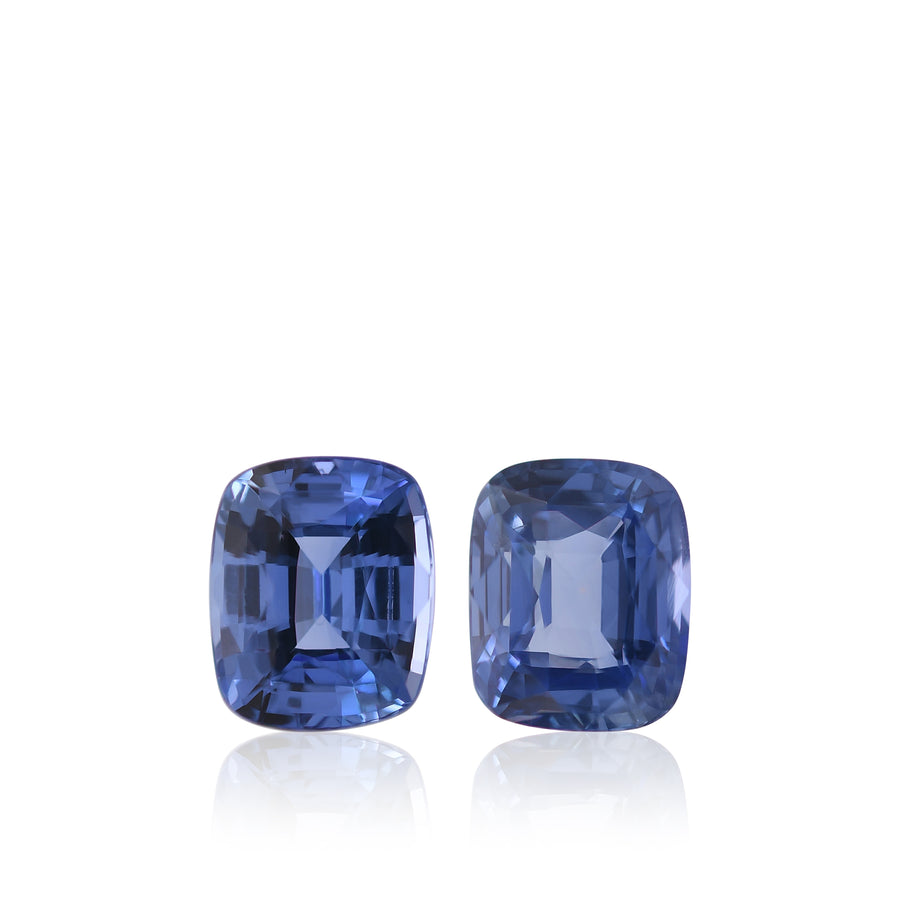 6.02 Carat Blue Cushion Sapphires CD Pair