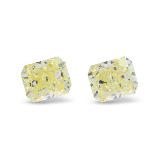 6.08 Carat Fancy Yellow Radiant Diamonds VVS1 GIA Pair