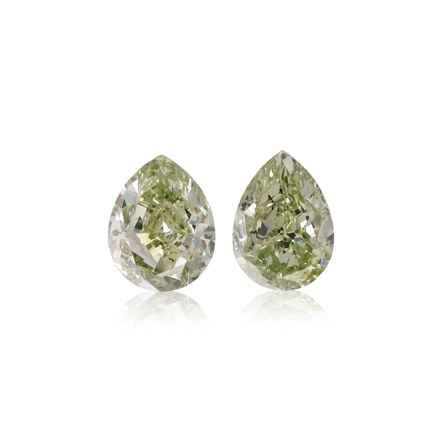 1.25 Carat Fancy Yellow Green Pear Diamonds SI2
