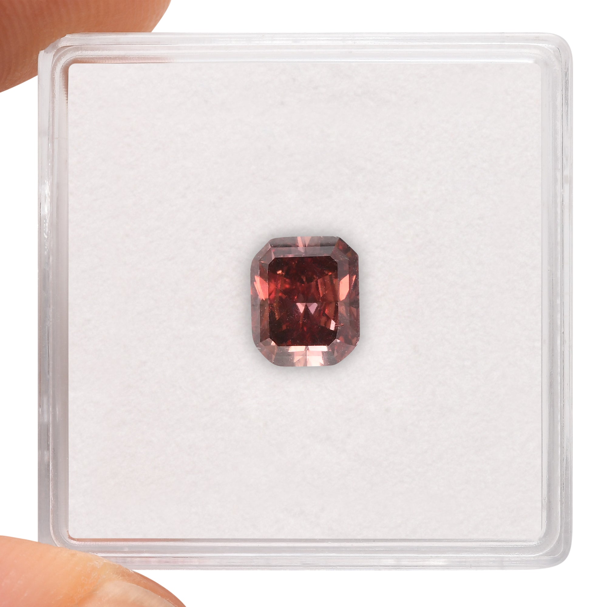 1.29 Carat Fancy Deep Orangy Pink Radiant Diamond SI1 GIA | LEIBISH