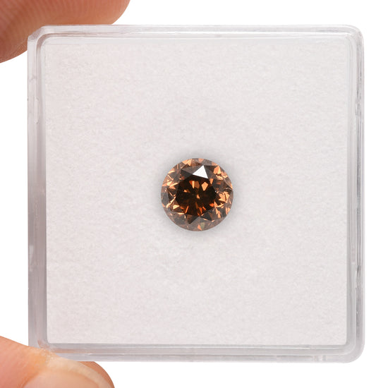 1.03 Carat Fancy Deep Orange Brown Round Diamond (I1) GIA