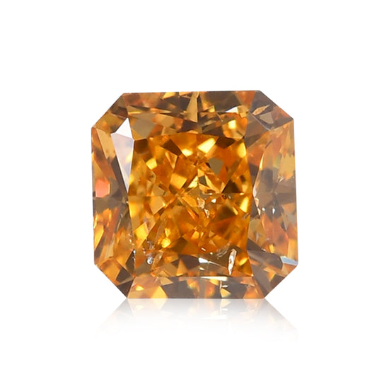 Diamante radiante arancio giallo Fancy Intense da 0,22 carati SI2 GIA