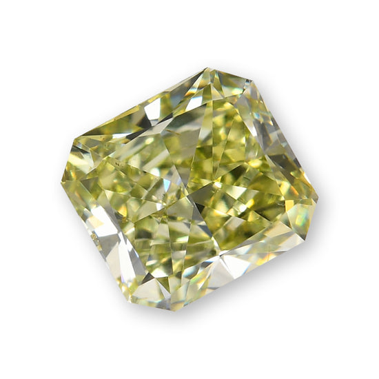 0.91 Carat Fancy Intense Yellow Green Radiant Diamond SI1 GIA