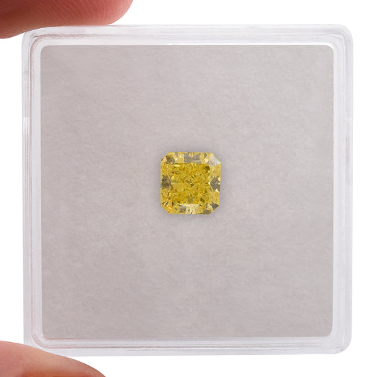 0.85 Carat Fancy Vivid Yellow Radiant Diamond IF GIA