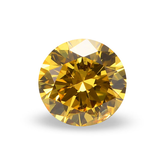 0.38 Carat Fancy Vivid Yellow Round Brilliant Diamond I1 GIA