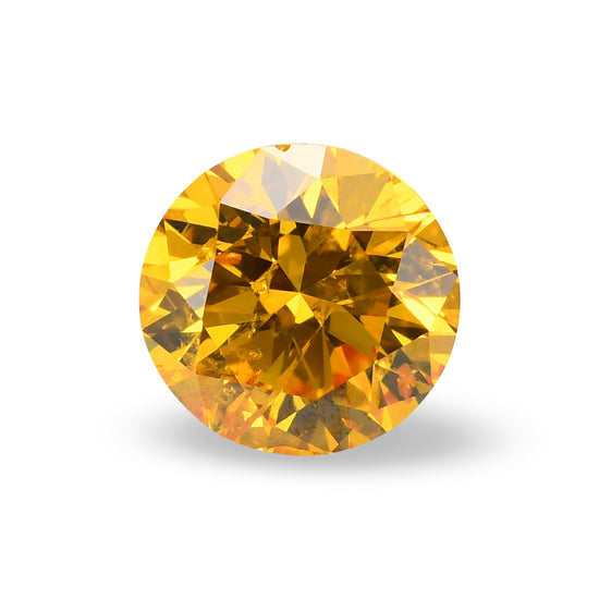 0.52 Carat Fancy Vivid Orangy Yellow Round Brilliant Diamond I2 GIA