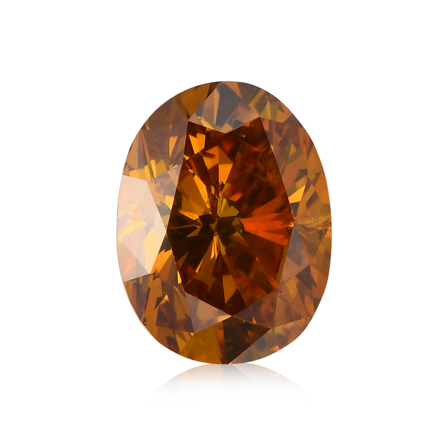 0.74 Carat Fancy Deep Orange Yellow Oval Diamond I1 GIA