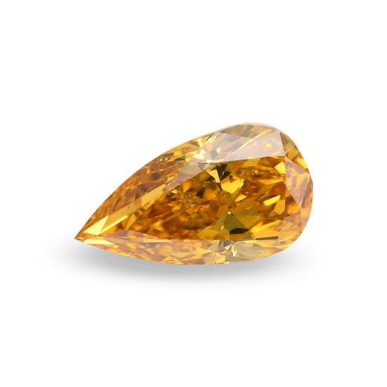 0.56 Carat Fancy Deep Brownish Orangy Yellow Pear Diamond SI2 GIA