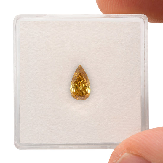 0.56 Carat Fancy Deep Brownish Orangy Yellow Pear Diamond SI2 GIA