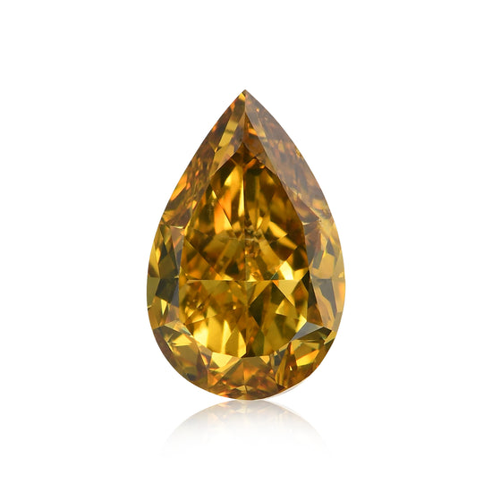 0.70 Karat Fancy Deep Brownish Greenish Yellow Pear Diamant SI1 GIA