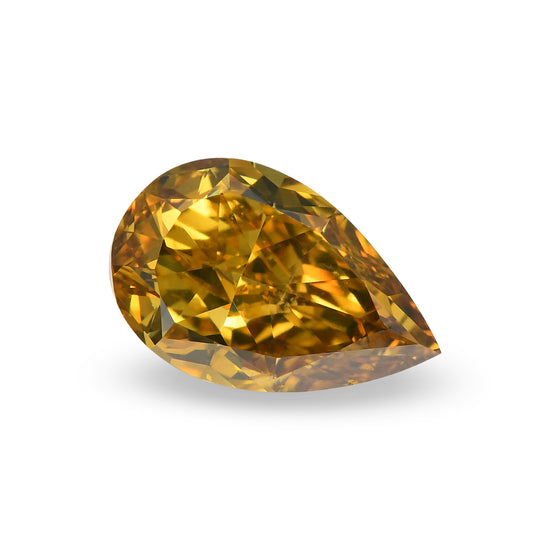 0.70 Carat Fancy Deep Brownish Greenish Yellow Pear Diamond SI1 GIA