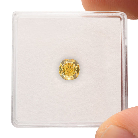 0.66 Carat Fancy Vivid Yellow Cushion Diamond SI1 GIA