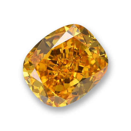 0.55 Carat Fancy Vivid Orangy Yellow Cushion Diamond SI1 GIA