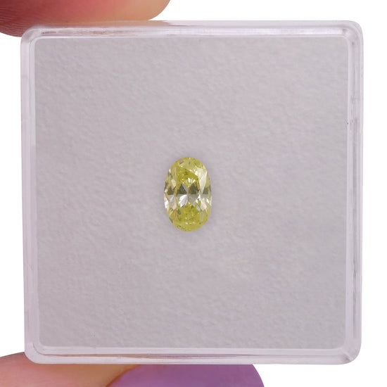 0.38 Carat Fancy Intense Green Yellow Oval Diamond SI2 GIA