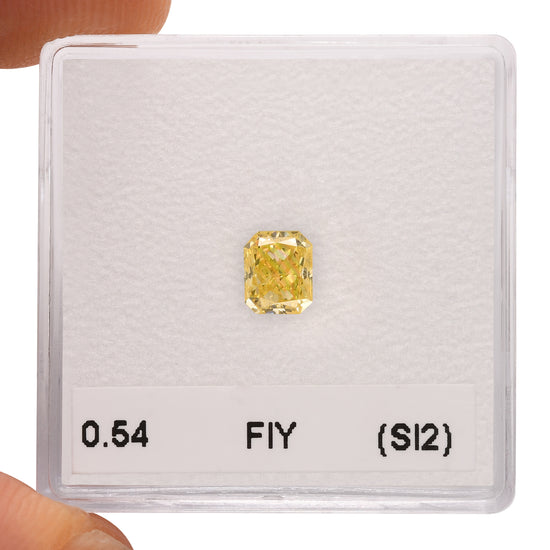 0.54 Carat Fancy Intense Yellow Cushion Diamond (SI2)