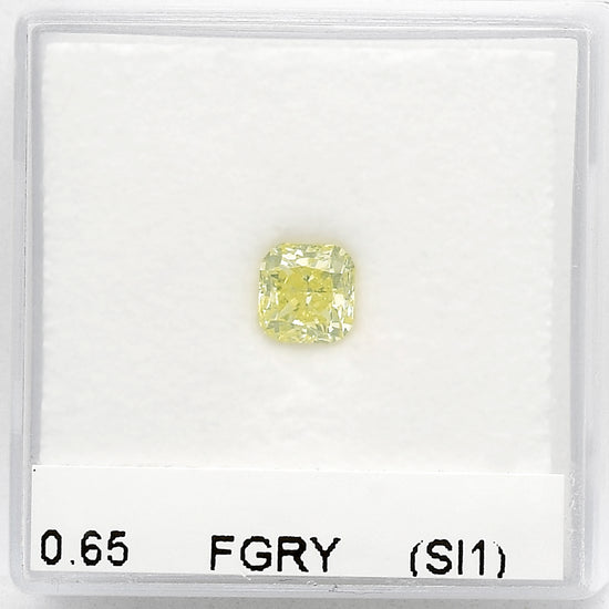 0.65 Carat Fancy Green Yellow Radiant Diamond (SI1) GIA