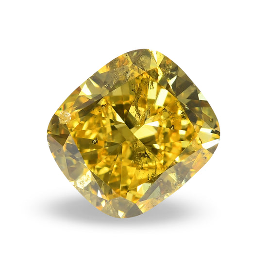 2.01 Carat Fancy Vivid Yellow Cushion Diamond I1 GIA