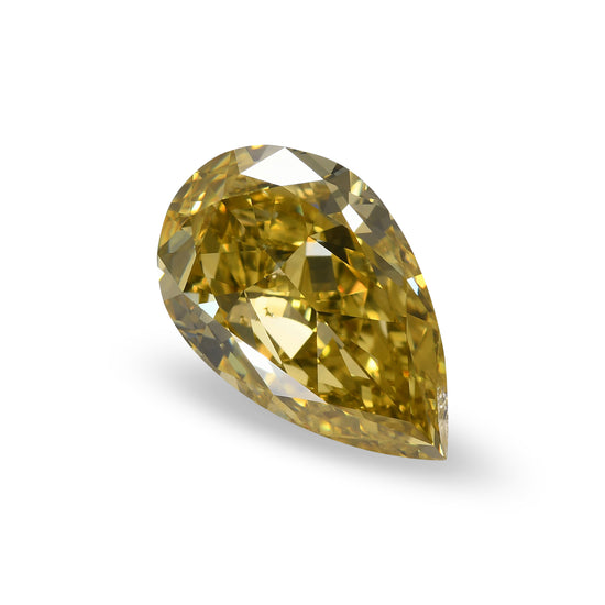 Diamante GIA a pera, 4,02 carati, Fancy Deep Brownish Greenish Yellow, VS2