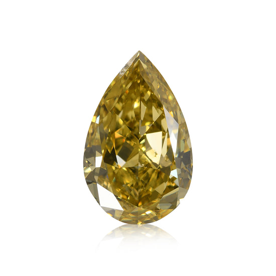 Diamante GIA a pera, 4,02 carati, Fancy Deep Brownish Greenish Yellow, VS2