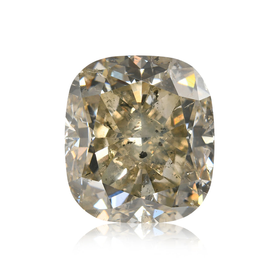8.13 Carat Fancy Brown Greenish Yellow Cushion Diamond (I1) GIA