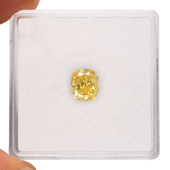 0.71 Carat Fancy Vivid Yellow Cushion Diamond VS1 GIA