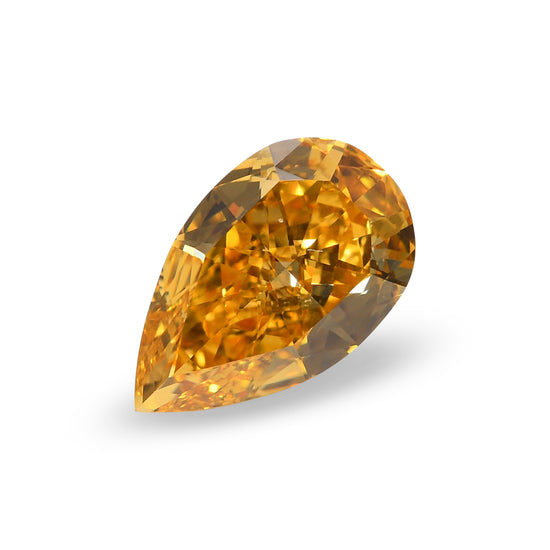 Diamante a goccia fantasia giallo-arancio intenso da 1,40 carati VS2 GIA