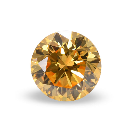 0.53 Carat Fancy Intense Orange Yellow Round Brilliant Diamond SI2 GIA