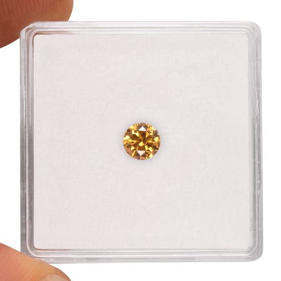 0.31 Carat Fancy Vivid Orange Yellow Round Brilliant Diamond SI2 GIA