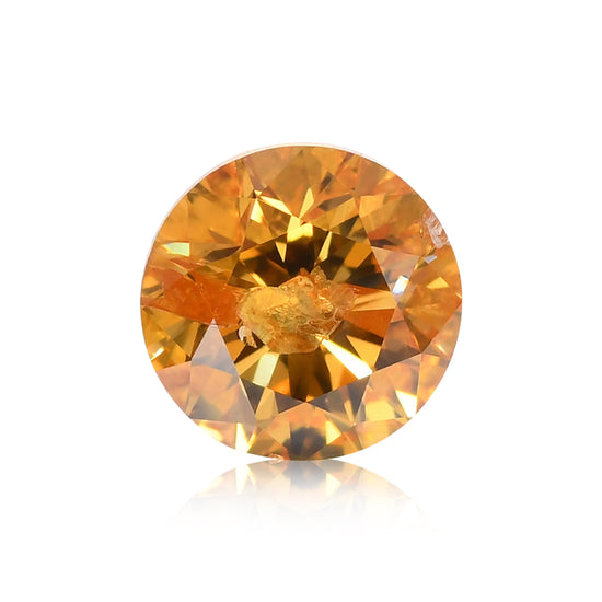0.42 Carat Fancy Vivid Orange Yellow Round Brilliant Diamond (I1) GIA