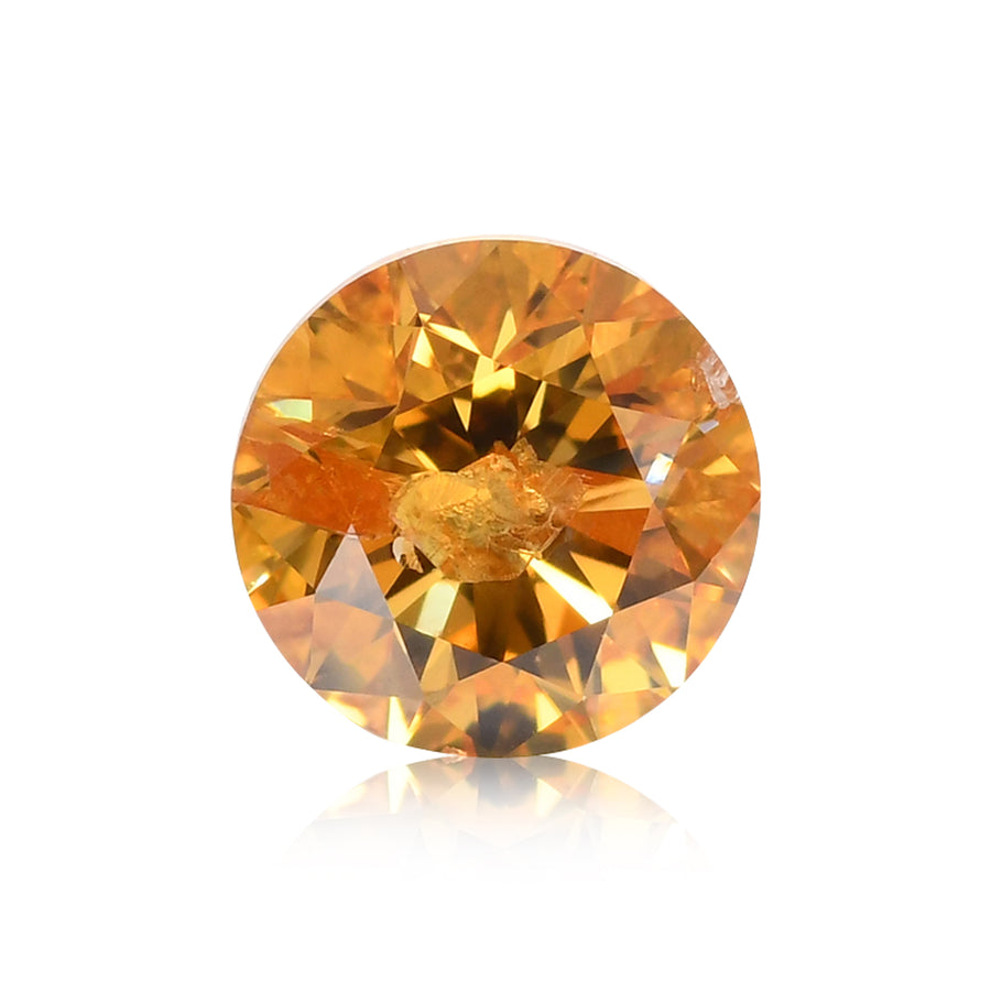 0.42 Carat Fancy Vivid Orange Yellow Round Brilliant Diamond (I1) GIA