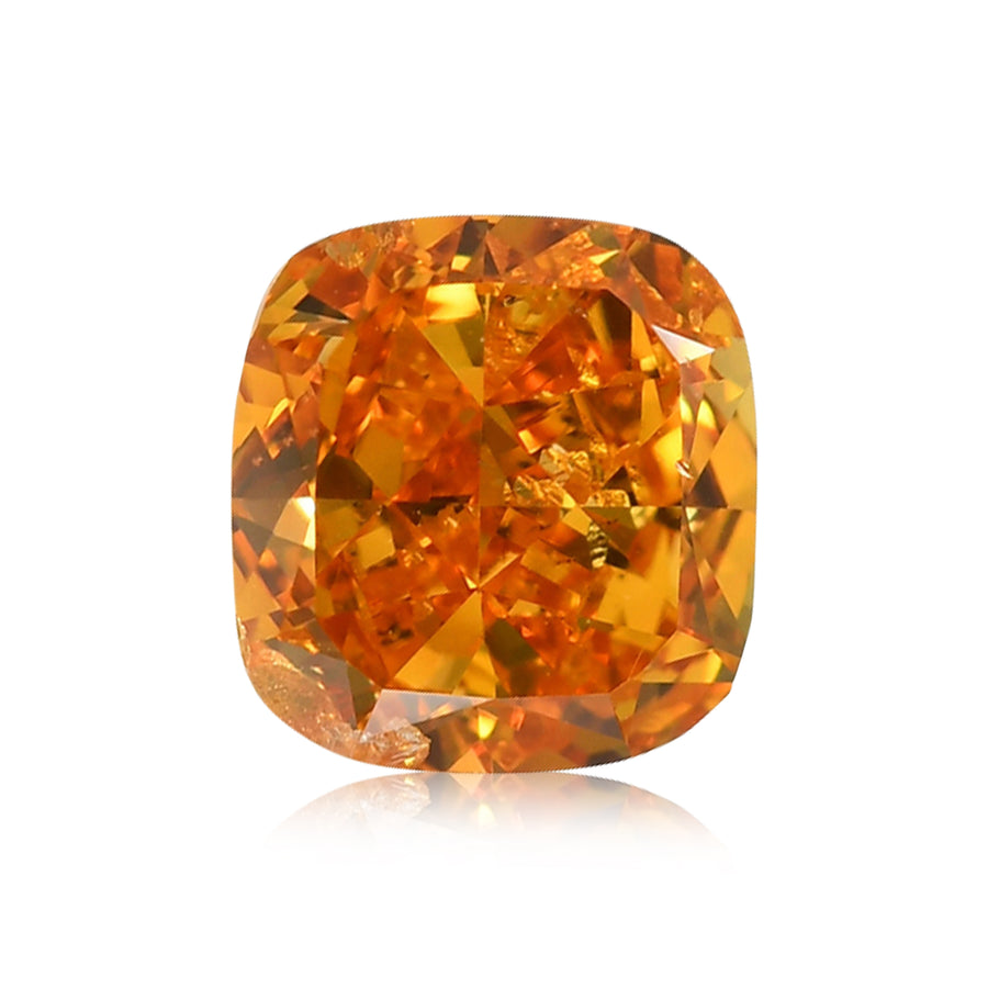 0.89 Carat Fancy Deep Yellow Orange Cushion Diamond I1 GIA